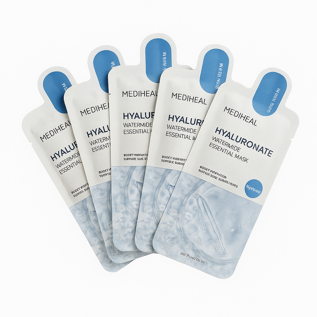 Set de 5 Mascarillas Coreanas MEDIHEAL Hyaluronate – Hidratación Profunda con Ácido Hialurónico | Aura Coreana