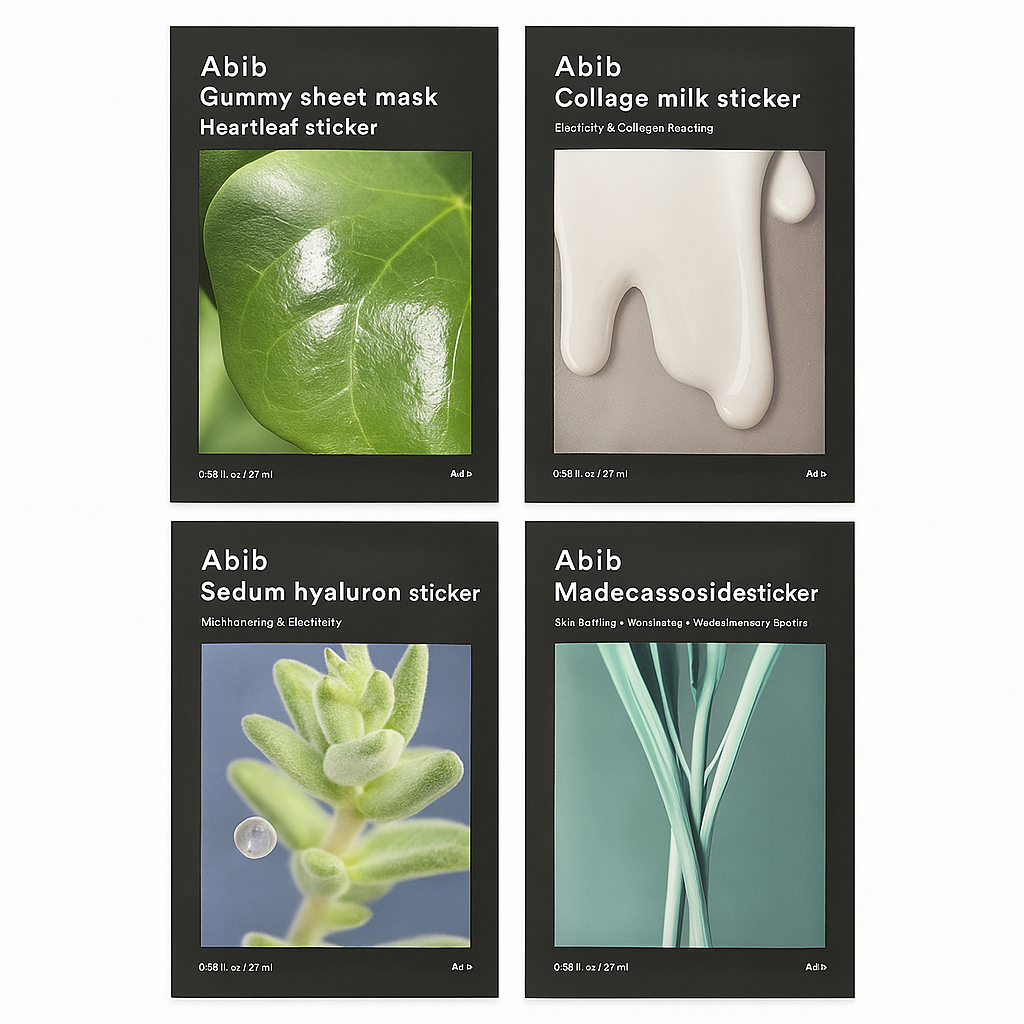 Set de 4 Mascarillas Abib Gummy Sheet Mask – Hidratación, Reafirmación y Reparación Profunda | Aura Coreana