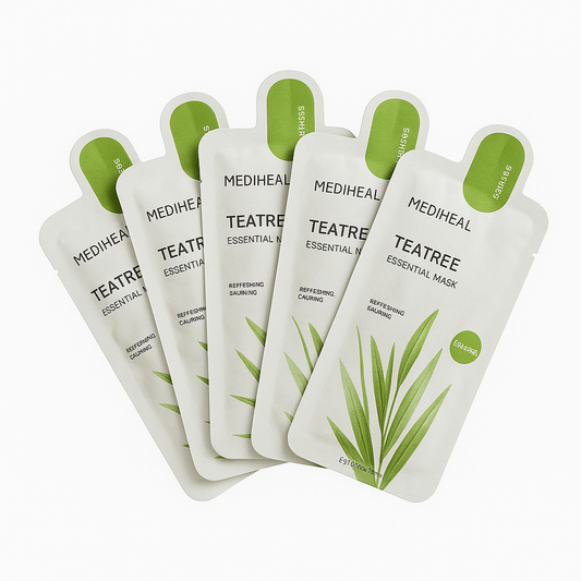 Set de 5 Mascarillas Coreanas MEDIHEAL Teatree – Control de Grasa & Calma Antibrotes | Aura Coreana
