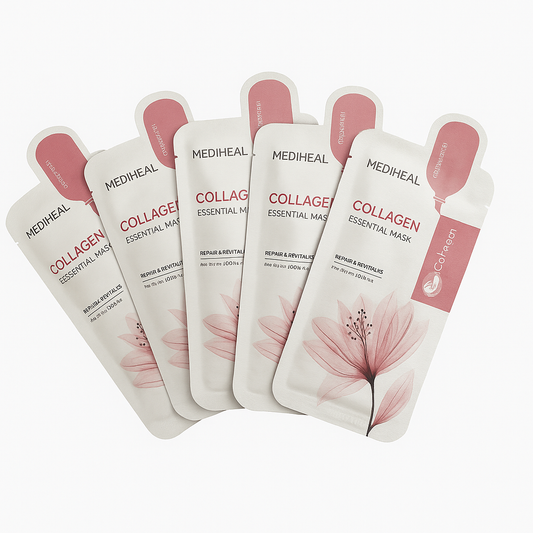 Set de 5 Mascarillas Coreanas MEDIHEAL Collagen – Reparación y Elasticidad para Piel Radiante | Aura Coreana